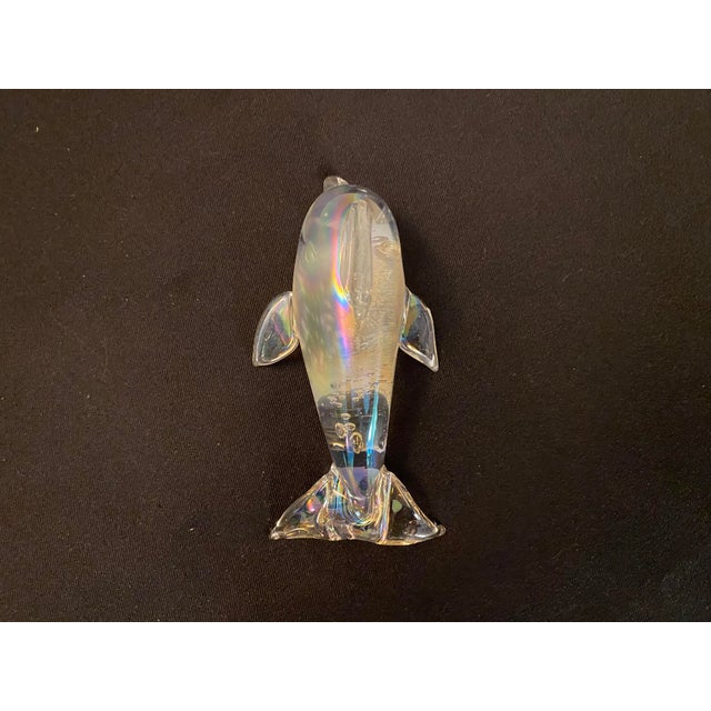 Late 20th Century Vintage Carnival Glass Iridescent Dolphin Figurine For Sale - Image 5 of 6