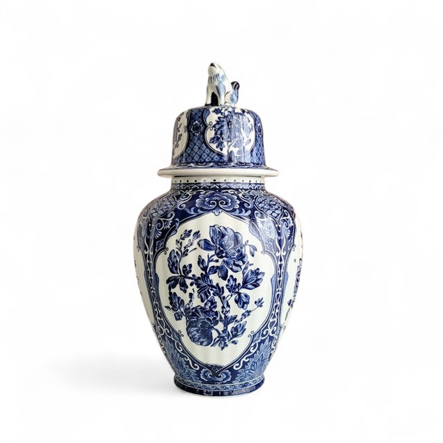 Large Dutch Delft Blue Ceramic Vase, 1959 For Sale - Image 10 of 10