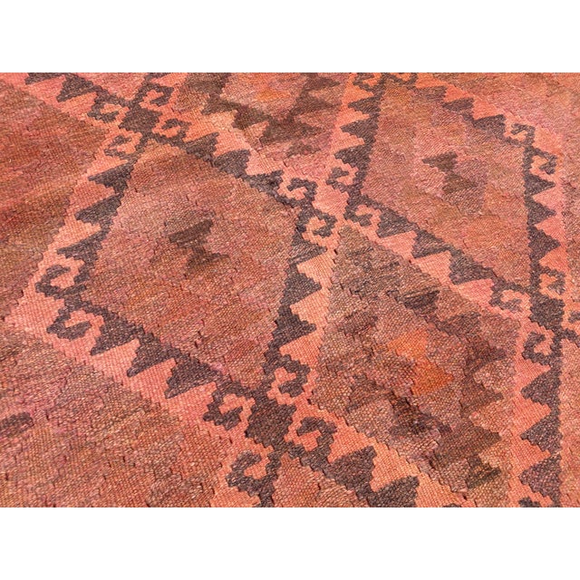 Vintage Overdyed Medallion Kilim Rug, Handwoven Wool, 6x10, Terracotta For Sale - Image 9 of 12