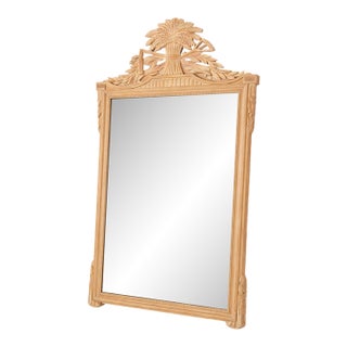 Vintage French Louis XVI Hand-Carved Sheaf of Wheat Wall Mirror For Sale