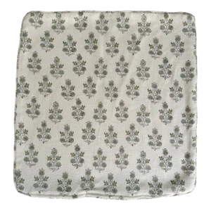 Gp & J Baker for Lee Jofa Poppy Sprig Green and Aqua Patterned Pillow Cover