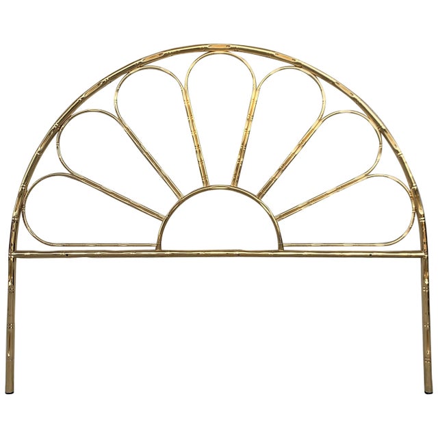 Mid-Century Modern Italian Faux Bamboo Gilt Metal Queen Headboard For Sale - Image 15 of 18