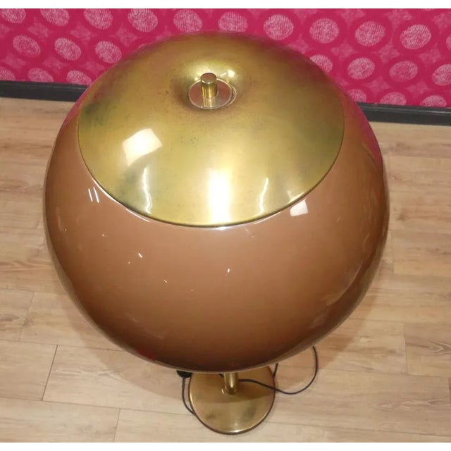 Golden Mushroom Floor Lamp with Brown Shade from Cosack Leuchten, 1970s For Sale - Image 6 of 11