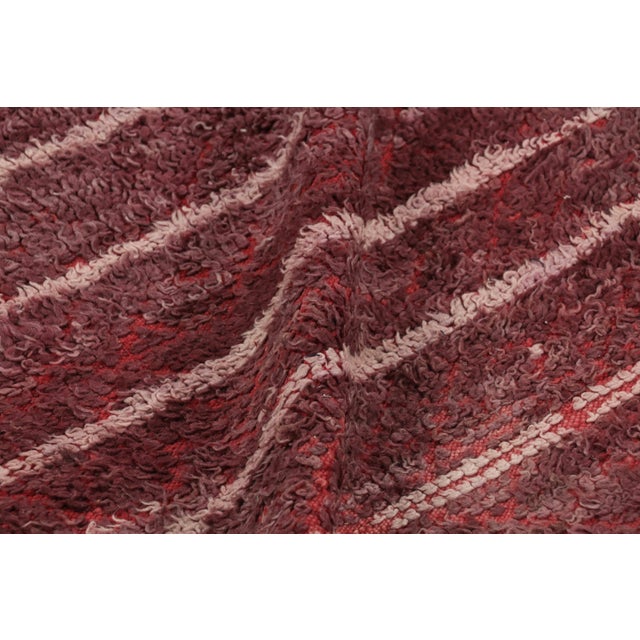 Textile Vintage Moroccan Runner Rug in Red With Geometric Striped Patterns - Rug & Kilim For Sale - Image 7 of 8