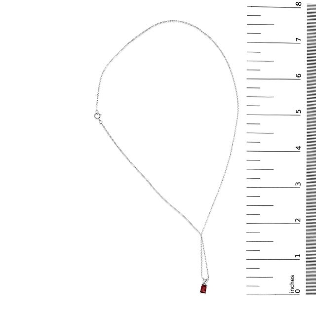 Early 21st Century 14K White Gold 6x4MM Emerald Cut Red Garnet Solitaire Pendant Necklace For Sale - Image 5 of 5
