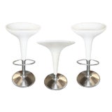 Philippe Starck Style White Modernist Stool and Table Set For Sale