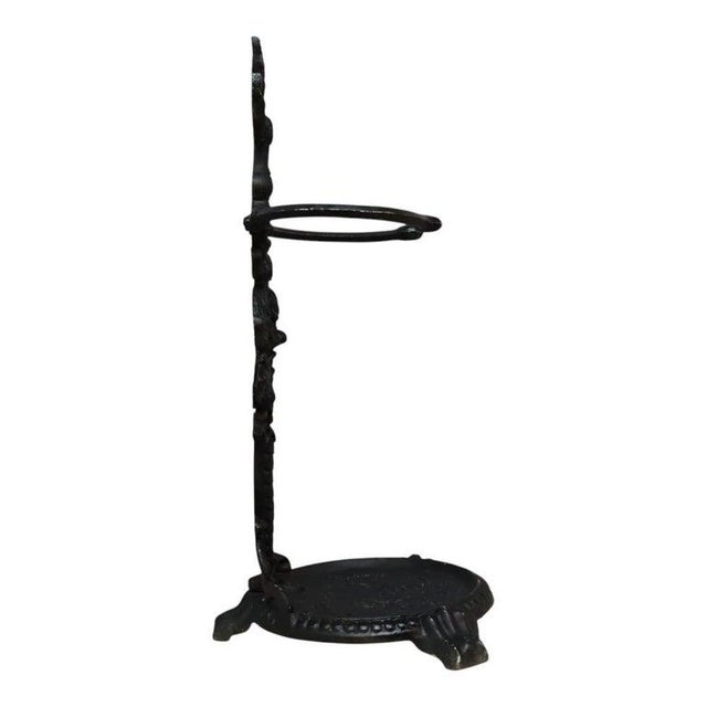 Black British Embossed Figural & Floral Cast Iron Umbrella Stand, Signed, C1880 For Sale - Image 8 of 11