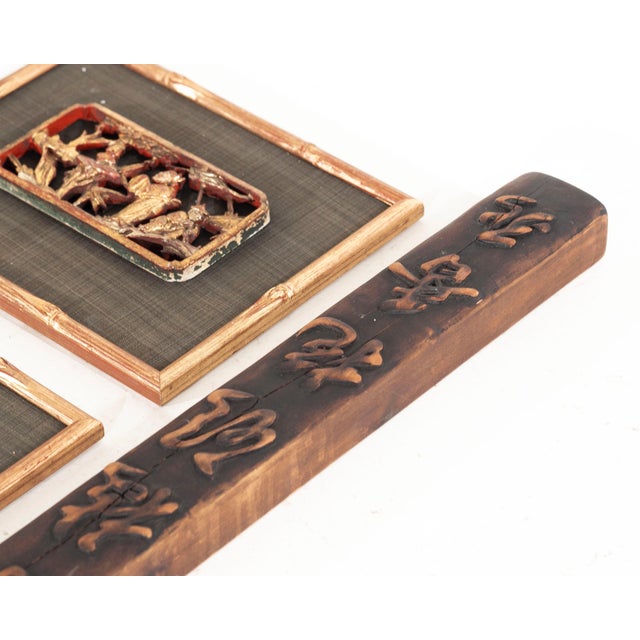 Lacquer and Carved Chineses Wall Decorations, 19th Century For Sale - Image 13 of 14