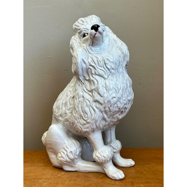 Vintage Italian White Ceramic Poodle Sculpture For Sale In West Palm - Image 6 of 12