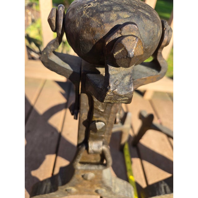 Mission Vintage Cast Iron Andirons For Sale - Image 3 of 9