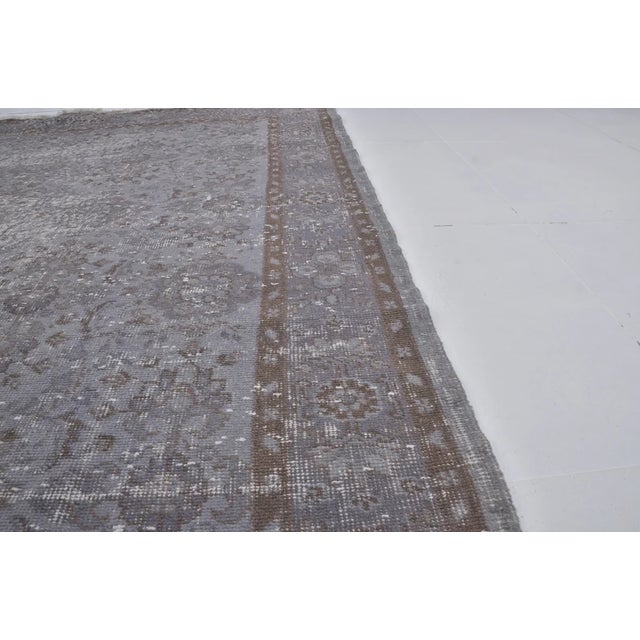 Metal Vintage Distressed Turkish Oushak Rug in Slate Gray, Silver For Sale - Image 7 of 10