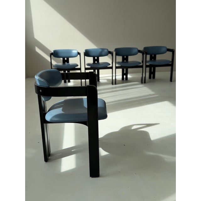 Pamplona Dining Chairs and Table in Petrol Leather by Augusto Savini for Pozzi, Italy, 1970, Set of 7 For Sale - Image 13 of 18