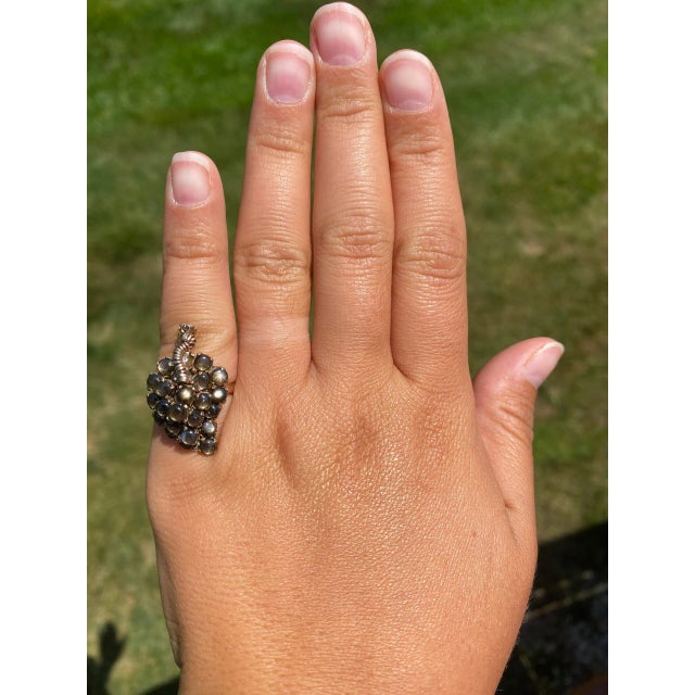The Vineyard: Victorian Rose Gold Grape Ring with Black Star Sapphires For Sale - Image 9 of 9