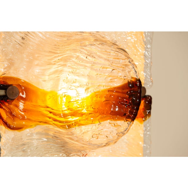 Cristal & Amber Quilt Wall Lamps by Toni Zuccheri for Venini, Italy, 1970s, Set of 3 For Sale - Image 13 of 14