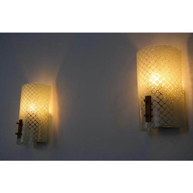 Metal Vintage Glass Wall Lamps, Germany, 1960s, Set of 2 For Sale - Image 7 of 9