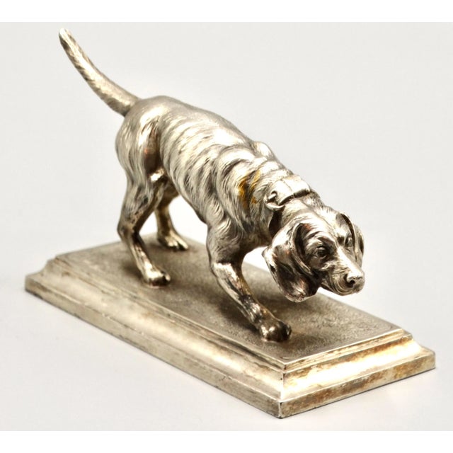 English 1900 Silver Plate Sculpture Model of a Pointer Dog For Sale - Image 3 of 10