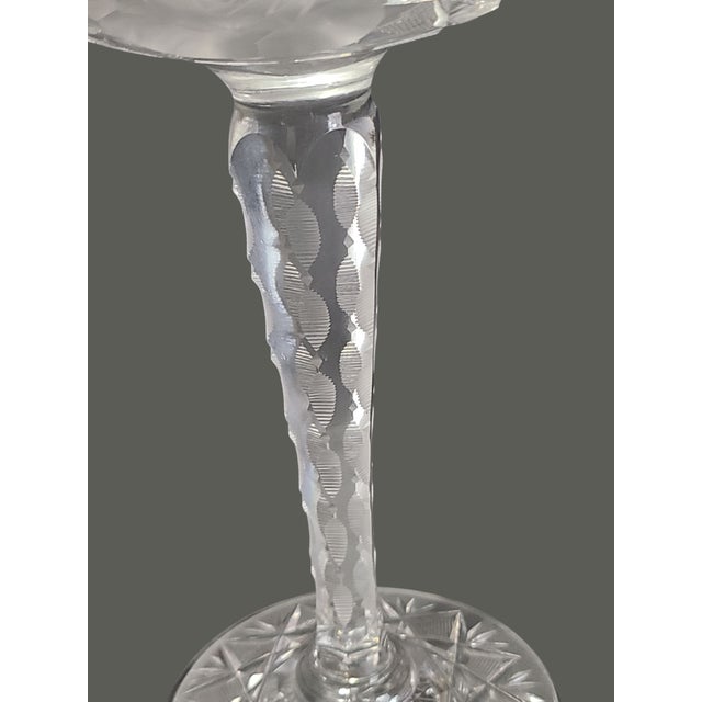 Mid 20th Century Vintage American Brilliant Cut Crystal Roses Floral Compote Candy Dish Bowl For Sale - Image 5 of 12