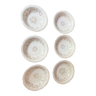 Collection of Vintage Bavarian Small Ceramic Bowls With Floral Accents- Set of 6 For Sale
