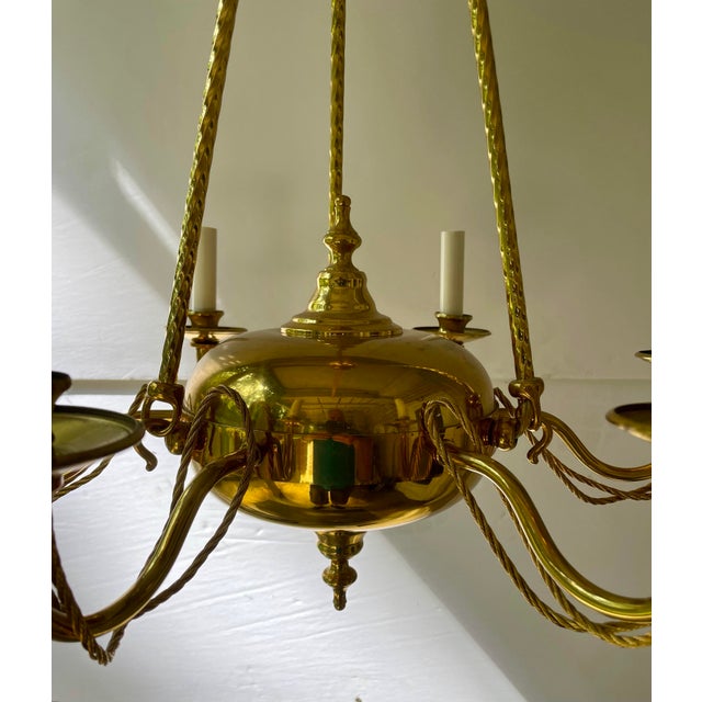 Metal Brass Tassel Chandelier For Sale - Image 7 of 10