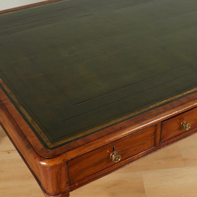 Animal Skin Antique George IV Leather Top Partners Desk For Sale - Image 7 of 17