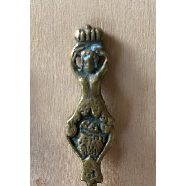 PAIR Antique Art Nouveau Figural Mermaid Cocktail Forks. Circa 1920s Trident-like in appearance, the unique antique brass...