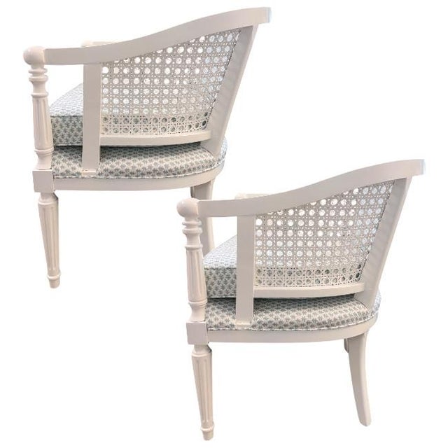 Paint Vintage Cane Barrel Lounge Chairs – Pair For Sale - Image 7 of 8