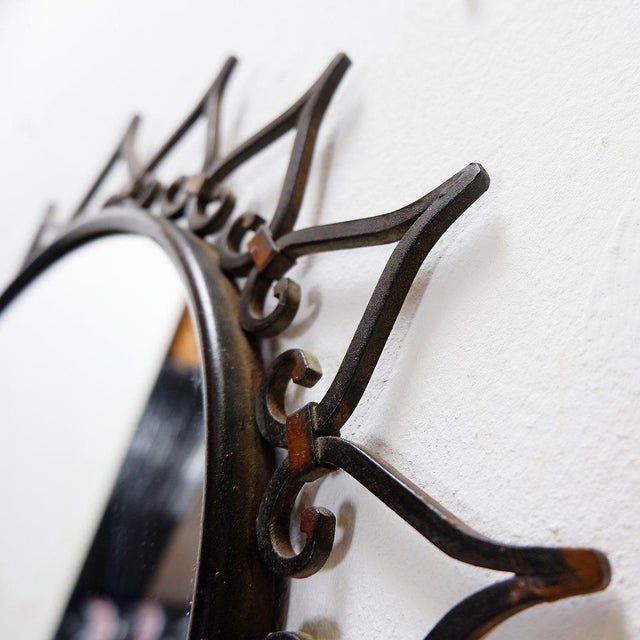 Sunburst Wall Mirror in Iron with Heart Motif, 1960s For Sale - Image 7 of 12