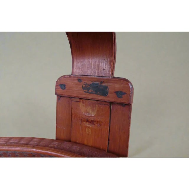 Antique Chinese Three Tier Red Lacquer Woven Twill Basket With Decorative Checker Weaves Lid For Sale - Image 11 of 12