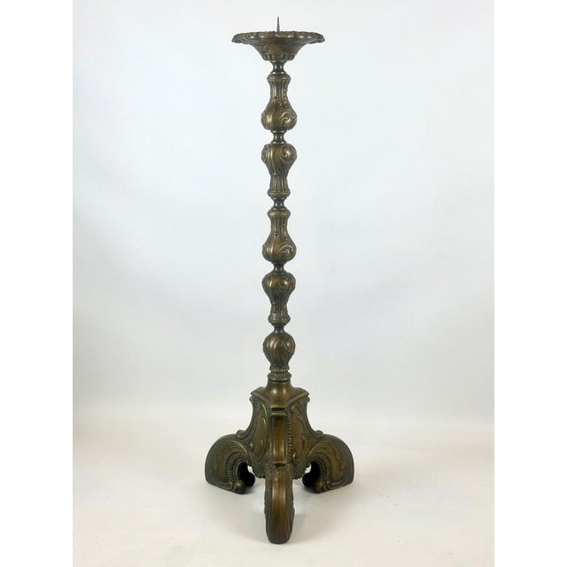 Large French Bronze Altar Candlestick, 19th Century For Sale - Image 5 of 18