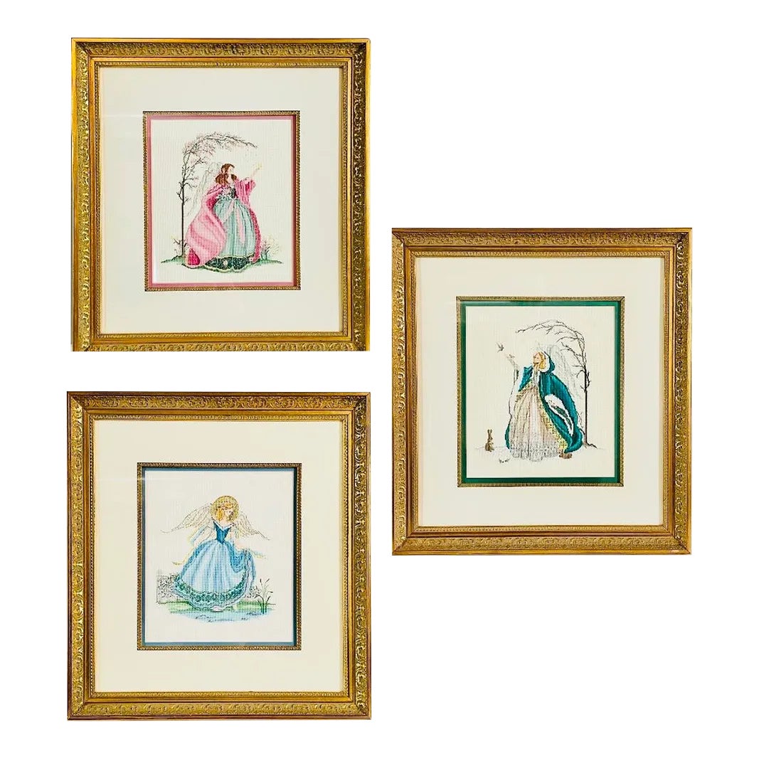 Vintage Large Angel Cross Stitch Needlework Art Series in