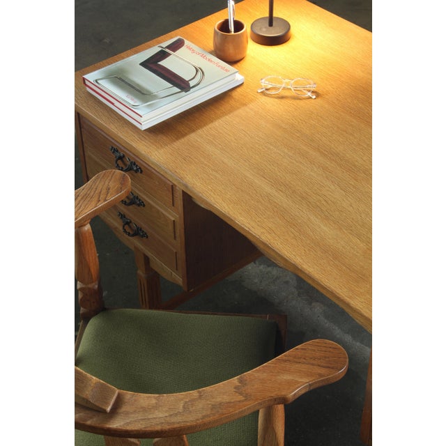 Vintage Danish Brutalist Oak Desk by Henning Kjærnulf, 1960s For Sale - Image 8 of 18
