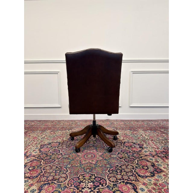 English Oxblood Chesterfield Office Chair For Sale - Image 4 of 8