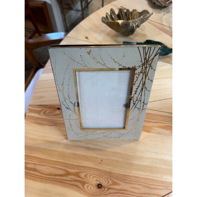1950s Vintage Italian Painted Glass Picture Frame With Gilt Botanical Motif, 1950s For Sale - Image 5 of 5