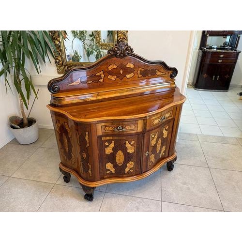 Baroque Marquetry Sideboard in Walnut Veneer, 1890s For Sale - Image 5 of 11