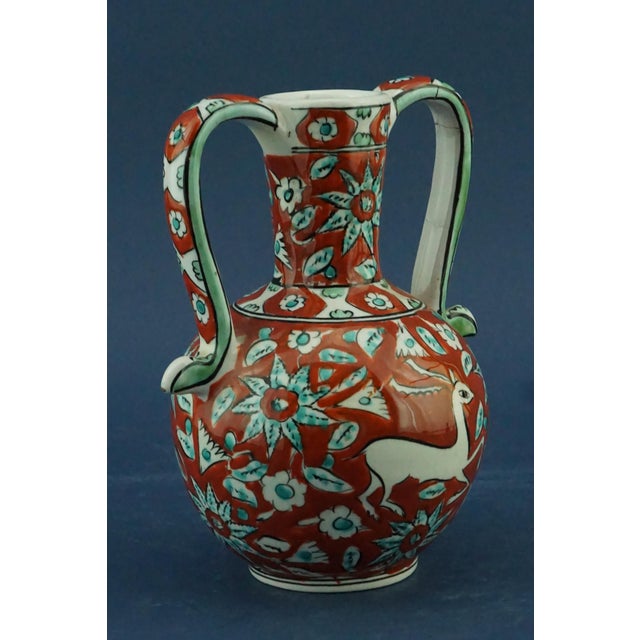 20th Century Ceramic Vase with Iznik Decoration and Stylized Ibex by Icarus Rhodes, Greece, 1950s For Sale - Image 8 of 18