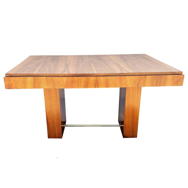 1940s 1940s Art Deco Geometric Walnut Dining Table Desk Inspired by Charles Dudouyt For Sale - Image 5 of 12