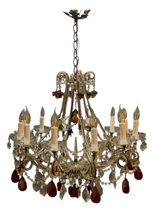 Murano Glass Fruit Crystal Beaded Chandelier, Italy, 1960s