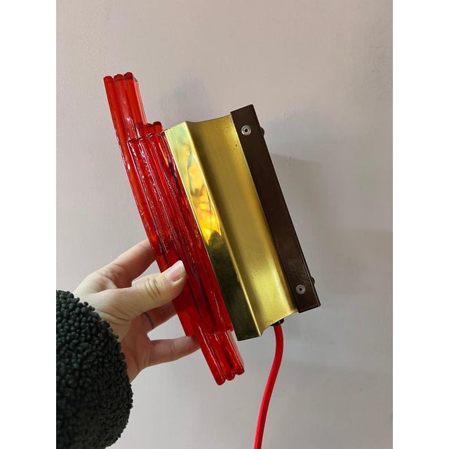 Metal Red Wall Lamp by Claus Bolby For Sale - Image 7 of 11