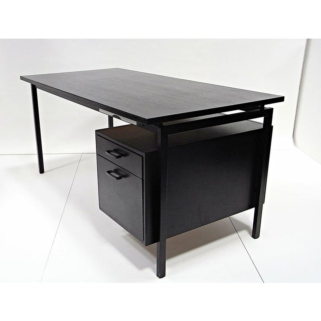 Wood Writing Desk in Black Stained Oak by Herbert Hirche for Christian Holzäpfel KG, Germany, 1960s For Sale - Image 7 of 18