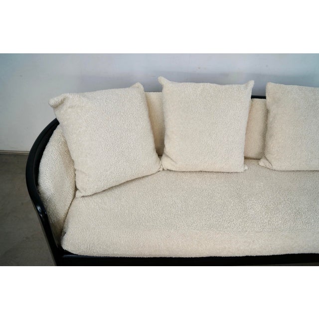 1970’s Mid-Century Modern Solid Oak Spindle Back Barrel Lounge Sofa by Howard Furniture For Sale - Image 9 of 12