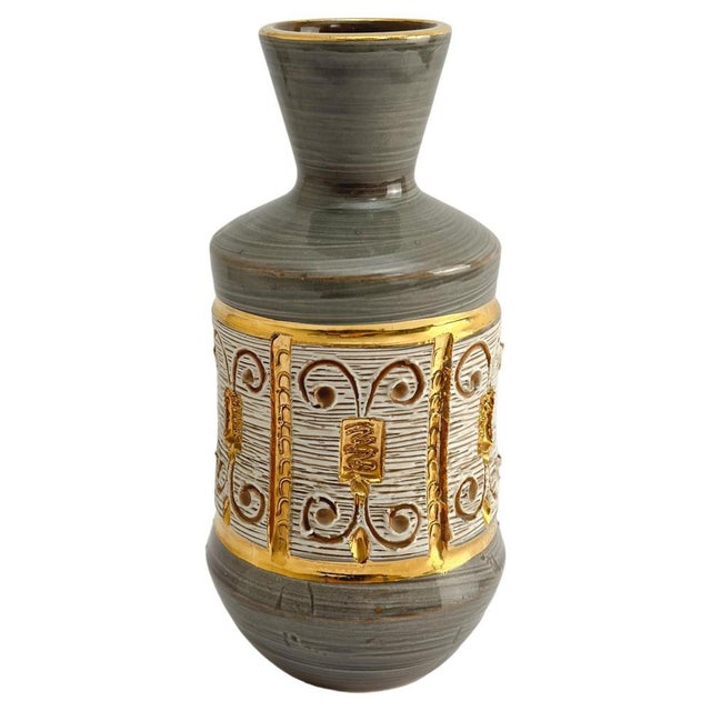 Gold and Grey Ceramic Bottle Vase by Fratelli Fanciullaci for Elbee, Italy, 1950s For Sale - Image 10 of 10
