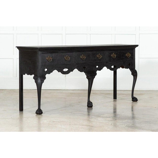 Circa 1870 Large English 19thC Grain Ebonised Oak Dresser Base W183 x D44 x H80 cm Weight 55 Kg