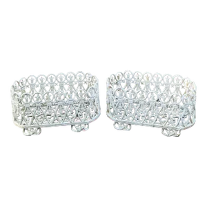 Antique Gothic Cast Iron Pierced Lattice Garden Planters - a Pair