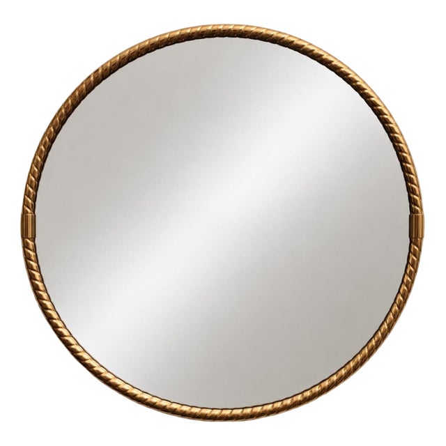 Hollywood Regency Round Wall Mirror in a Brass Frame, 1970s For Sale