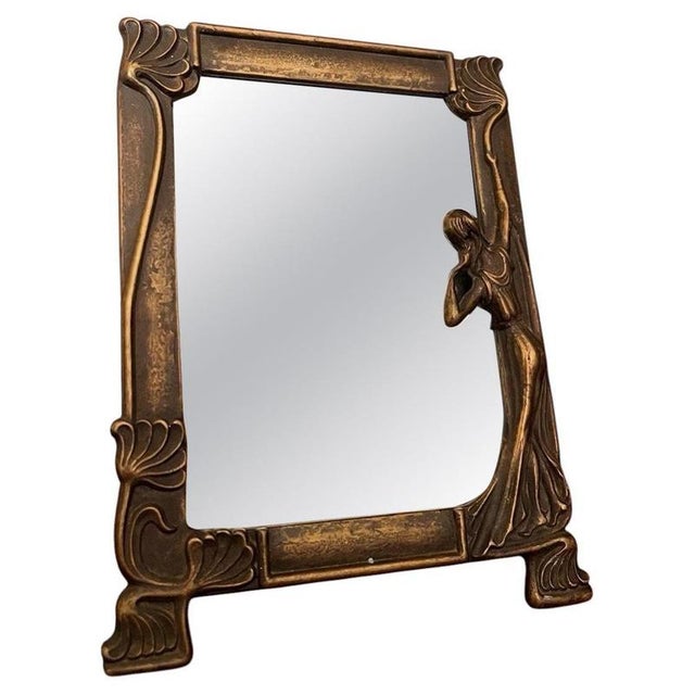Antique Art Nouveau Brass Freestanding Dressing Table Mirror, 1900 For Sale - Image 6 of 6