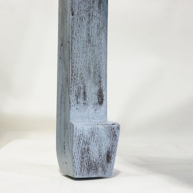 Vintage Swedish Blue-Grey Wash Wood Coffee Table With Ming Style Leg and Shagreen Top For Sale - Image 15 of 17