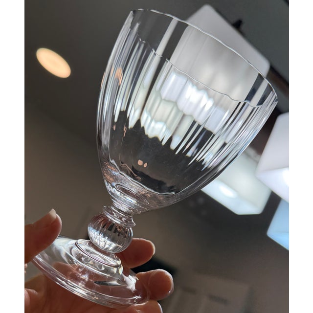Vintage Crystal Fluted Wine Goblets - Set of 9 For Sale - Image 15 of 18