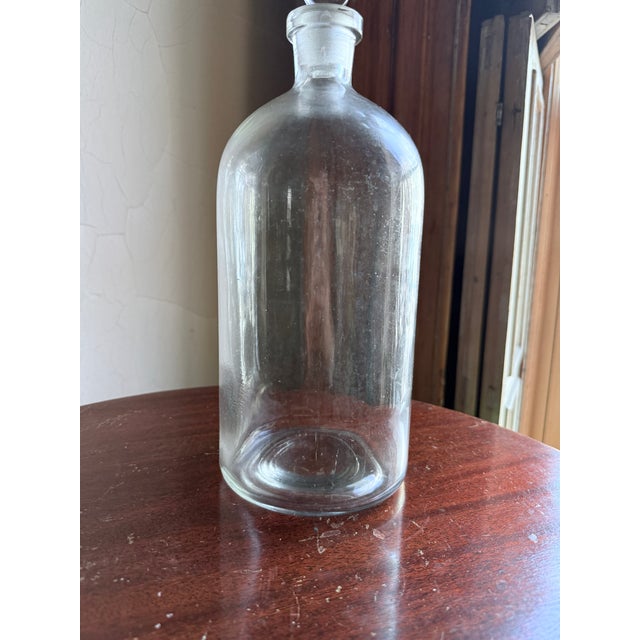 Mid-20th Century Laboratory Reagent Bottle With Ground Glass Stopper Narrow Mouth Apothecary Glass Vessel For Sale - Image 9 of 10