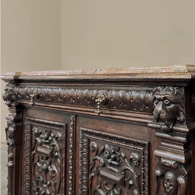 19th Century French Renaissance Marble Top Buffet For Sale - Image 16 of 18