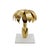 Worlds Away Matthew Izzo Home Palmy Iron Palm Tree Gold Leaf Candle Holder on White Marble Base For Sale - Image 4 of 6